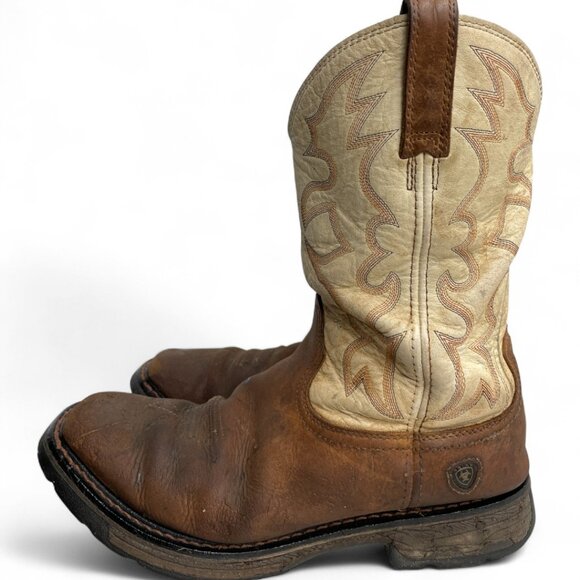 Ariat Square Toe Distressed Leather Western Cowboy Biker Work Boots Men's 12 D - Picture 7 of 13